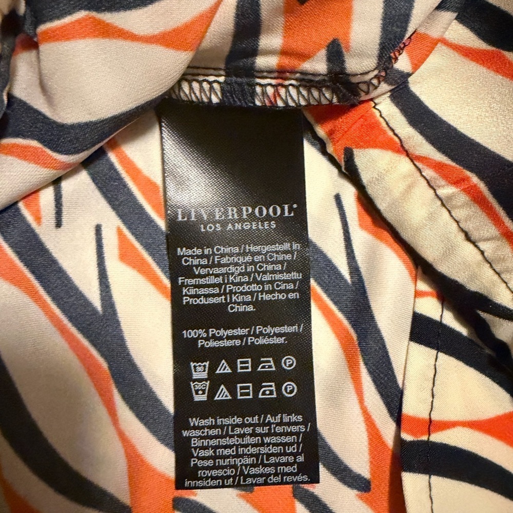 Liverpool Women's Wrap Blouse - Orange and Black Pattern sz Large L Lg - Picture 6 of 7